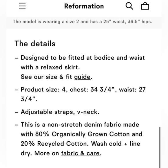 NWT Reformation Evelyn Denim Dress in Galilee Size 6 - Asymmetrical Blue Dress - Picture 7 of 9